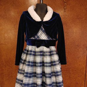 Absolutely Stunning Sleevelss Plaid Dress with Velvet Jacket